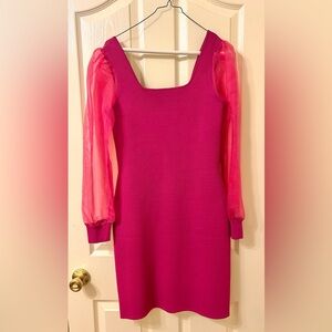 House of Harlow 1960 Vibrant Pink Long Sleeve Dress